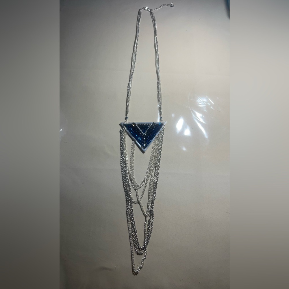Nakamol Silver and Blue Triangle Pendant Necklace